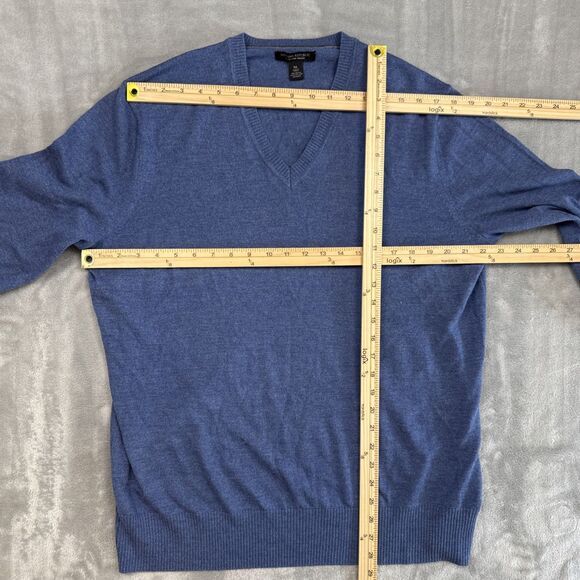 Banana Republic Sweater Men's XL Blue Extra Fine Italian Merino Long Sleeve - Picture 2 of 8